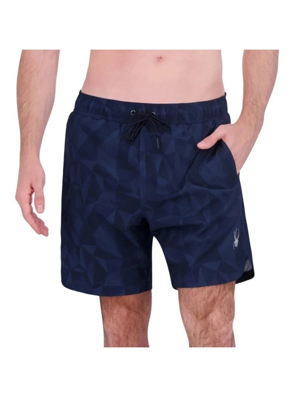 Spyder Men's S Swim Shorts Navy Geometric Pattern Elastic Waist